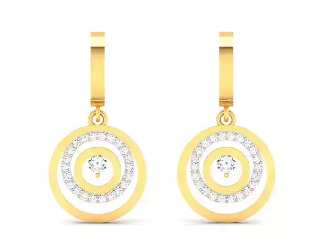 Earrings-8516 round diamond dangle earrings gold
