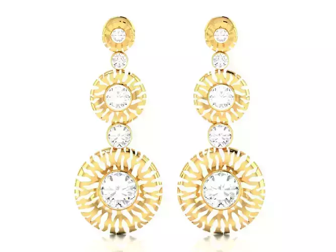 Earrings-8507 diamond drop earrings gold