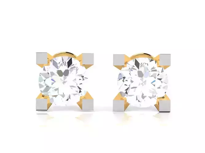 Earrings-8375 diamond stud earring gold