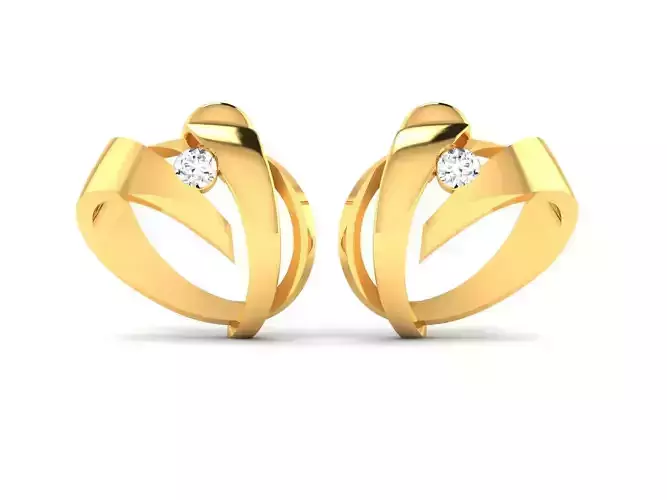 Earrings-8373 two gold earrings with diamonds