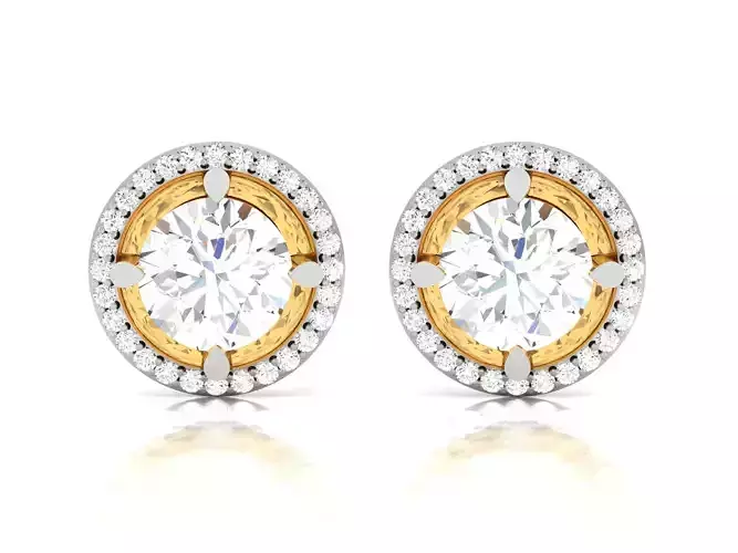 Earrings-8329 diamond stud earrings gold and gold