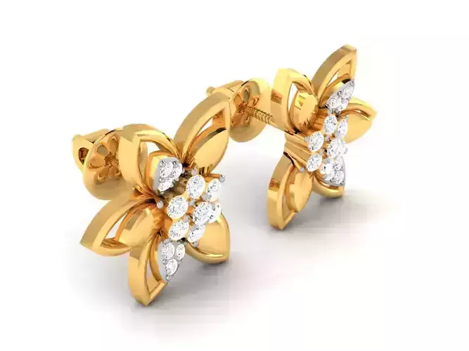 Earrings-8320 diamond stud earring gold