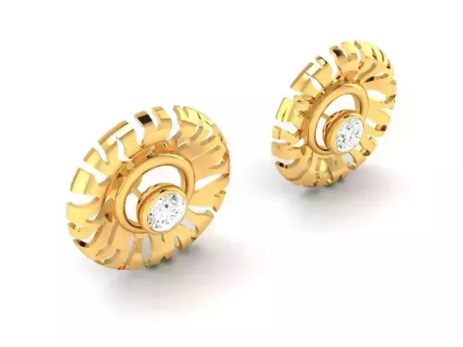 Earrings-8276 gold plated diamond stud earring
