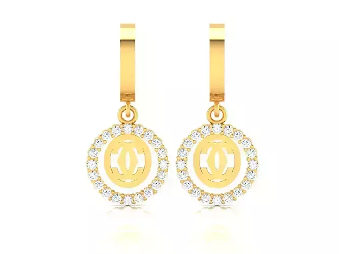 Earrings-8245 gold horseshoe earring with diamonds
