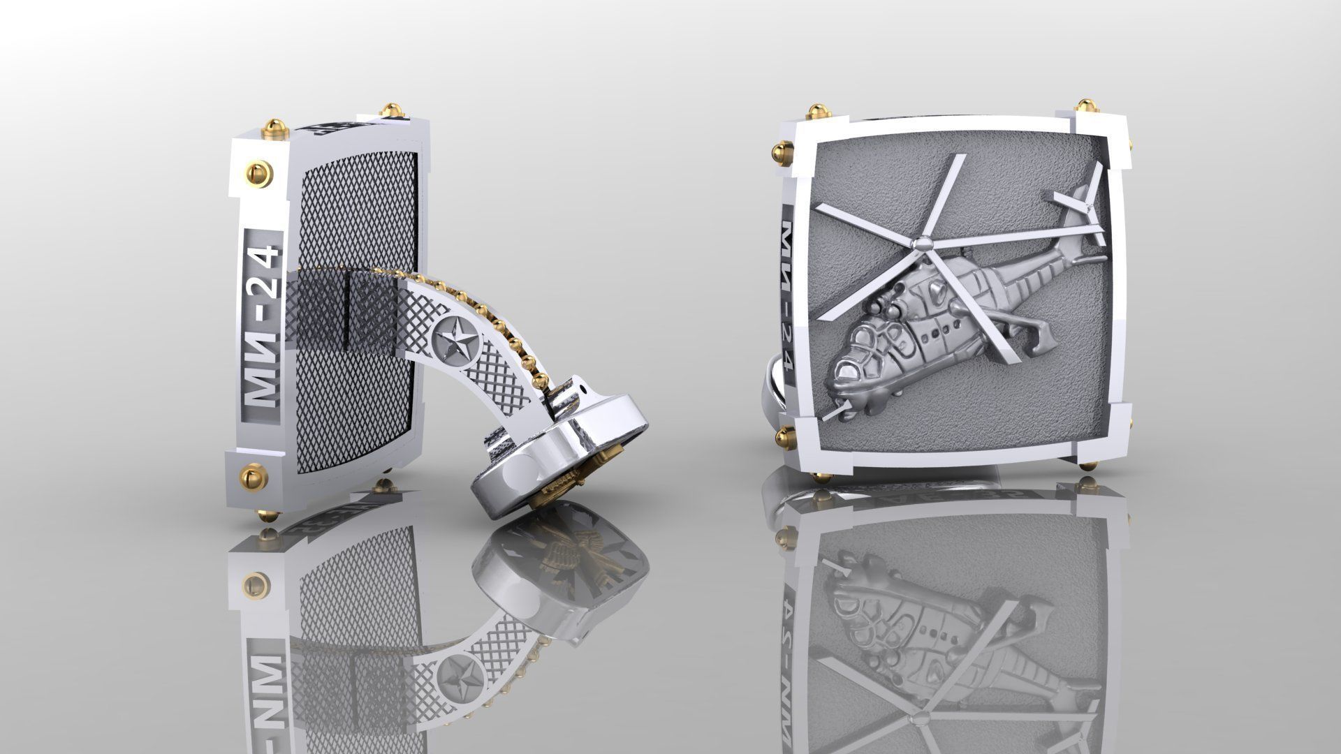 Cufflinks with Helicopter 3D print model_4