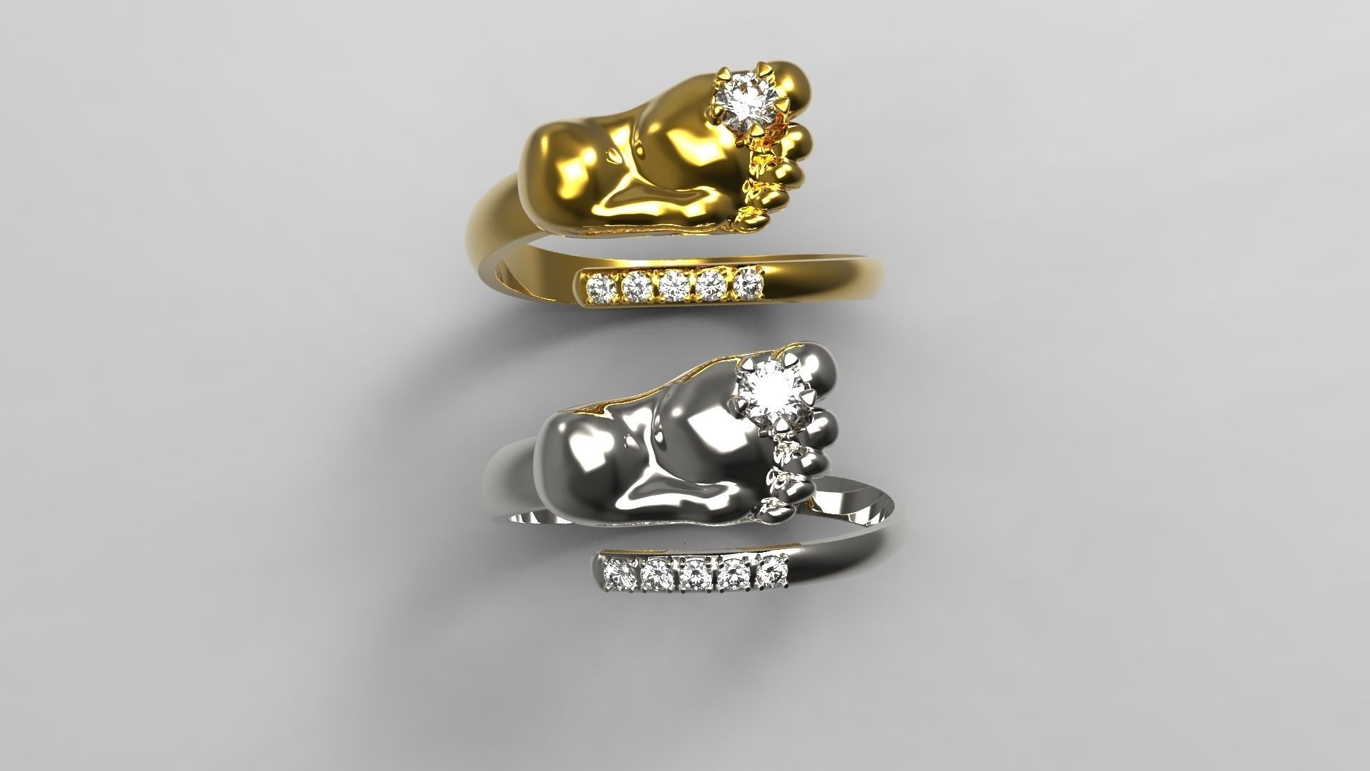 Baby feet ring 3D print model_1