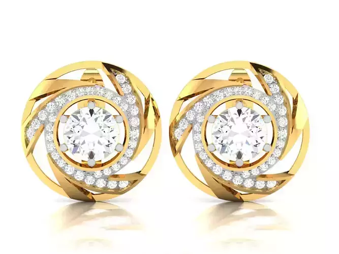 Earrings-8161 pair of gold earrings with diamonds