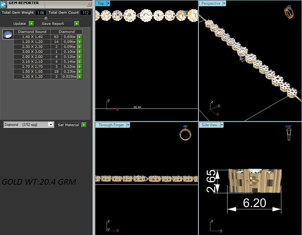 Bracelet-8144 gold diamond tennis bracelet 3D print model_1