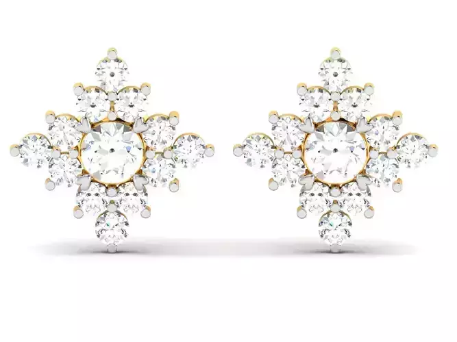 Earrings-8142 gold diamond stud earring