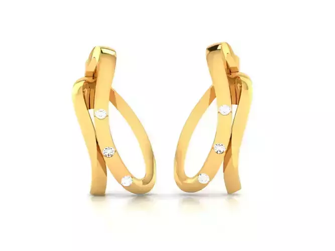 Earrings-8760 two gold hoop earrings with diamonds