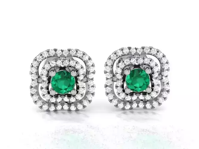 Earrings-8074 emerald and diamond earrings
