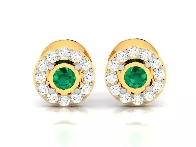 Earrings-8070 emerald and diamond earrings gold