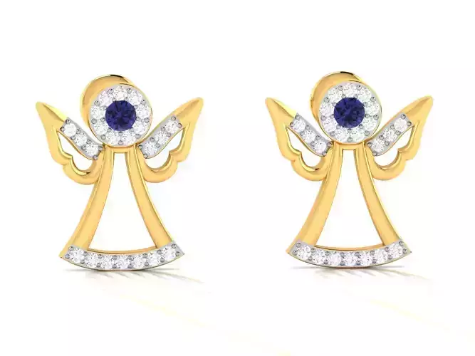 Earrings-7743 diamond stud earring gold