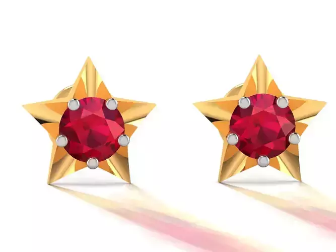 Earrings-7719 ruby stone stud earring gold