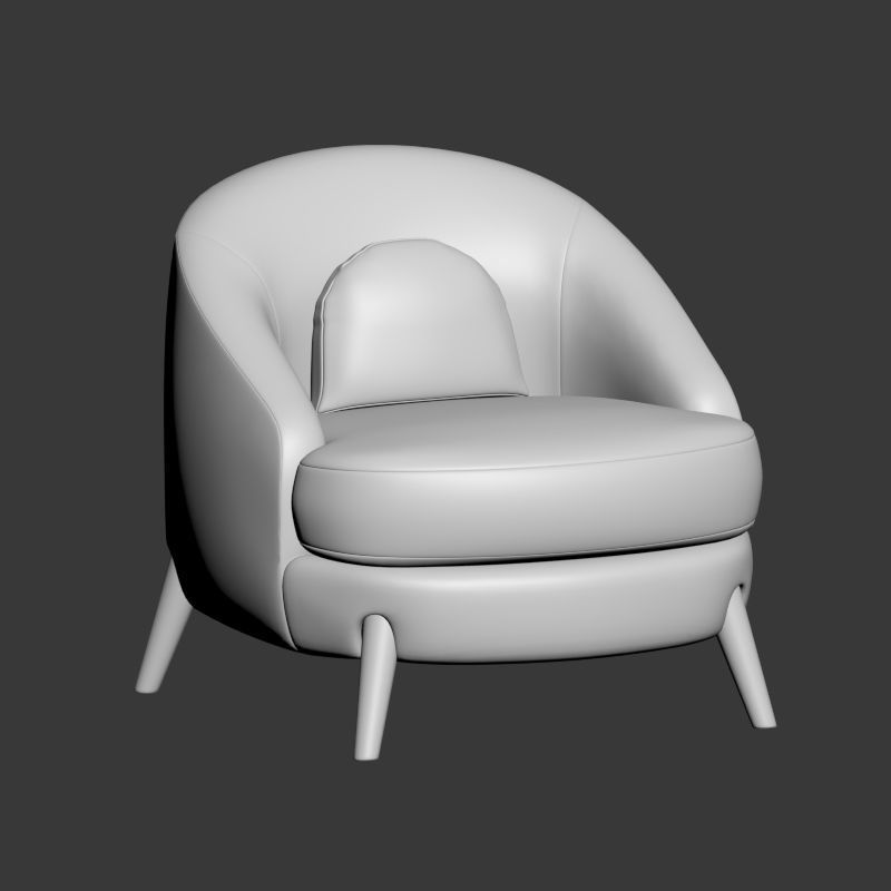 Bocca Lounge Chair Josephdirand 3D model_2