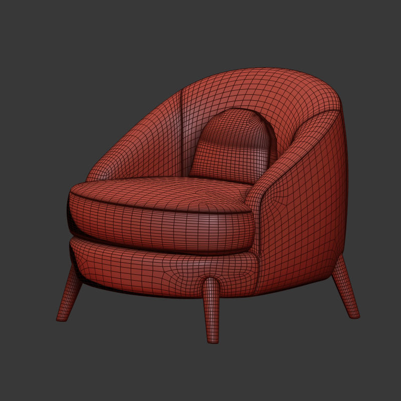 Bocca Lounge Chair Josephdirand 3D model_4
