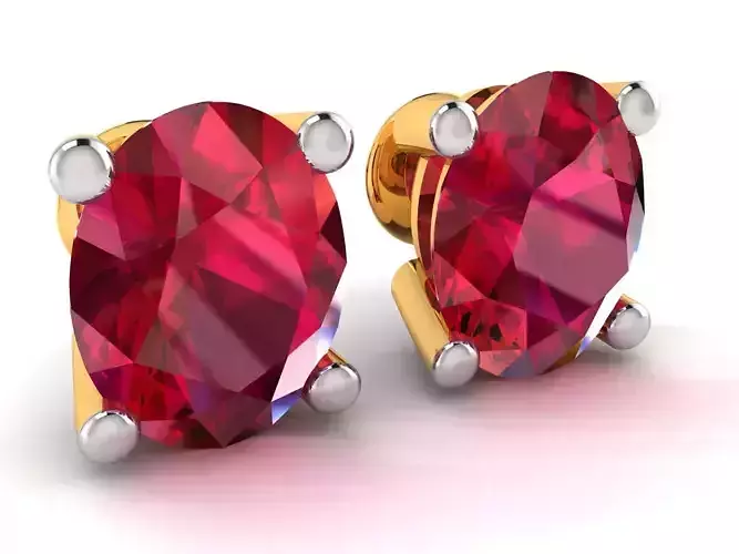 Earrings-7647 oval ruby stud earrings