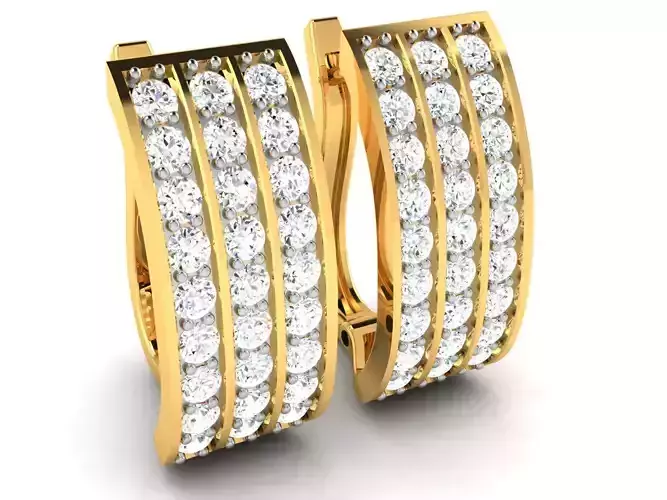 Earrings-7642 two diamond hoop earrings gold