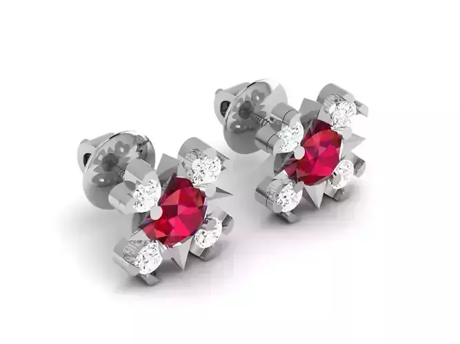 Earrings-7538 ruby and diamond stud earring