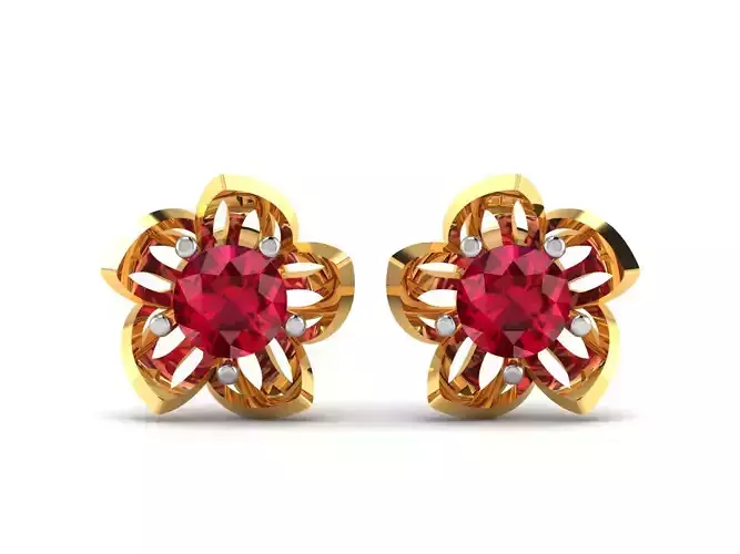 Earrings-7531 ruby and diamond stud earring
