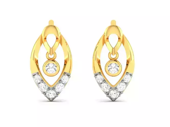 Earrings-7527 two diamond earrings gold