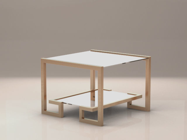 Gold-brass and Glass table 3D model_1