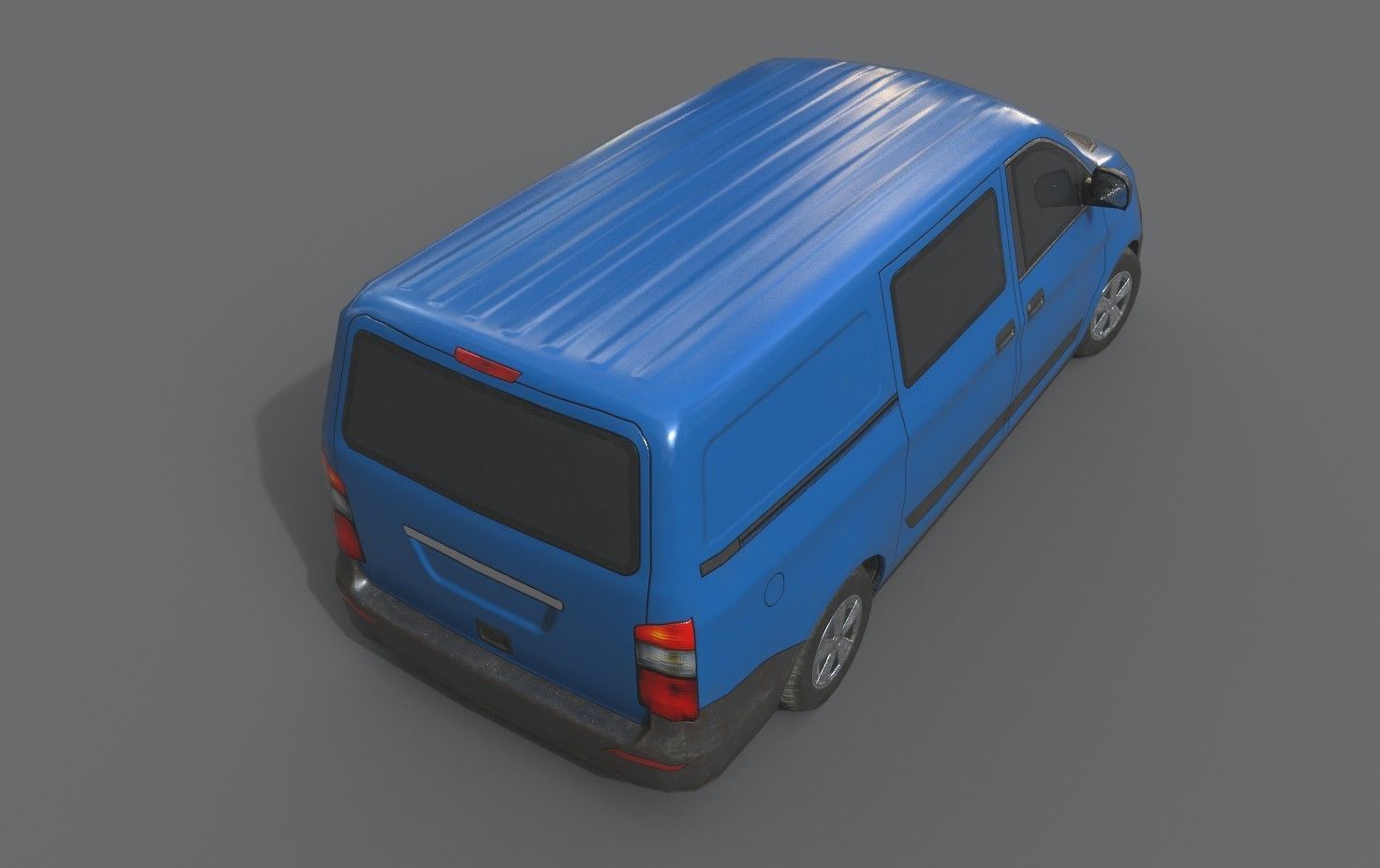 Generic Minivan Blue  Low-poly 3D model_5