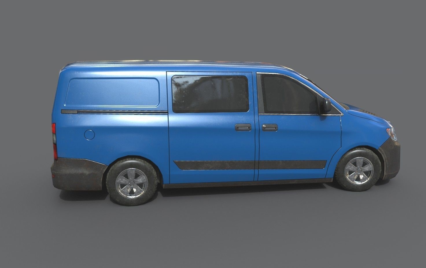 Generic Minivan Blue  Low-poly 3D model_10