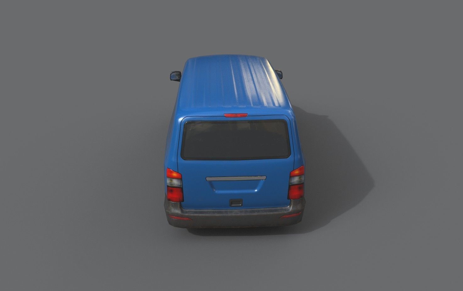 Generic Minivan Blue  Low-poly 3D model_9