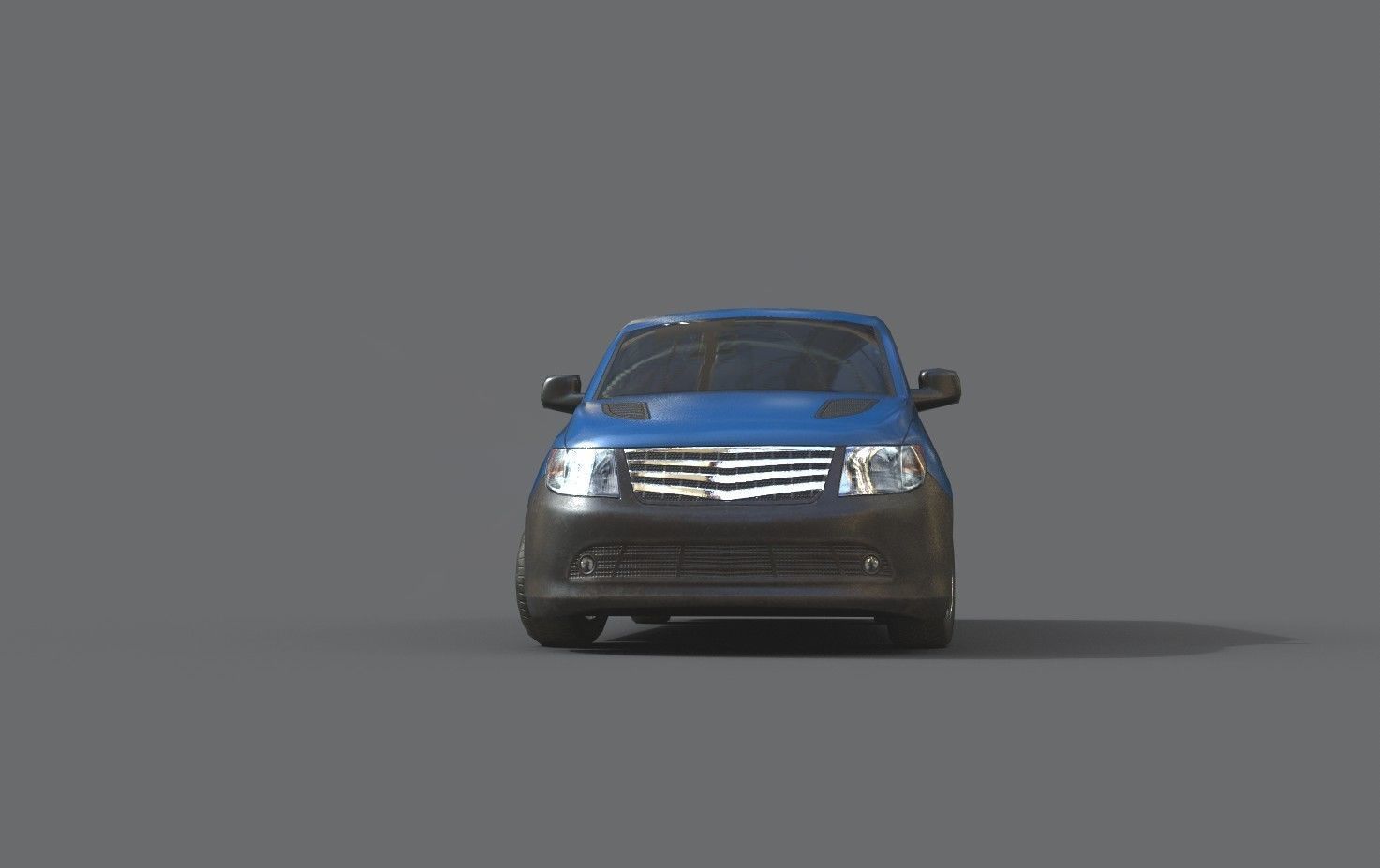 Generic Minivan Blue  Low-poly 3D model_11