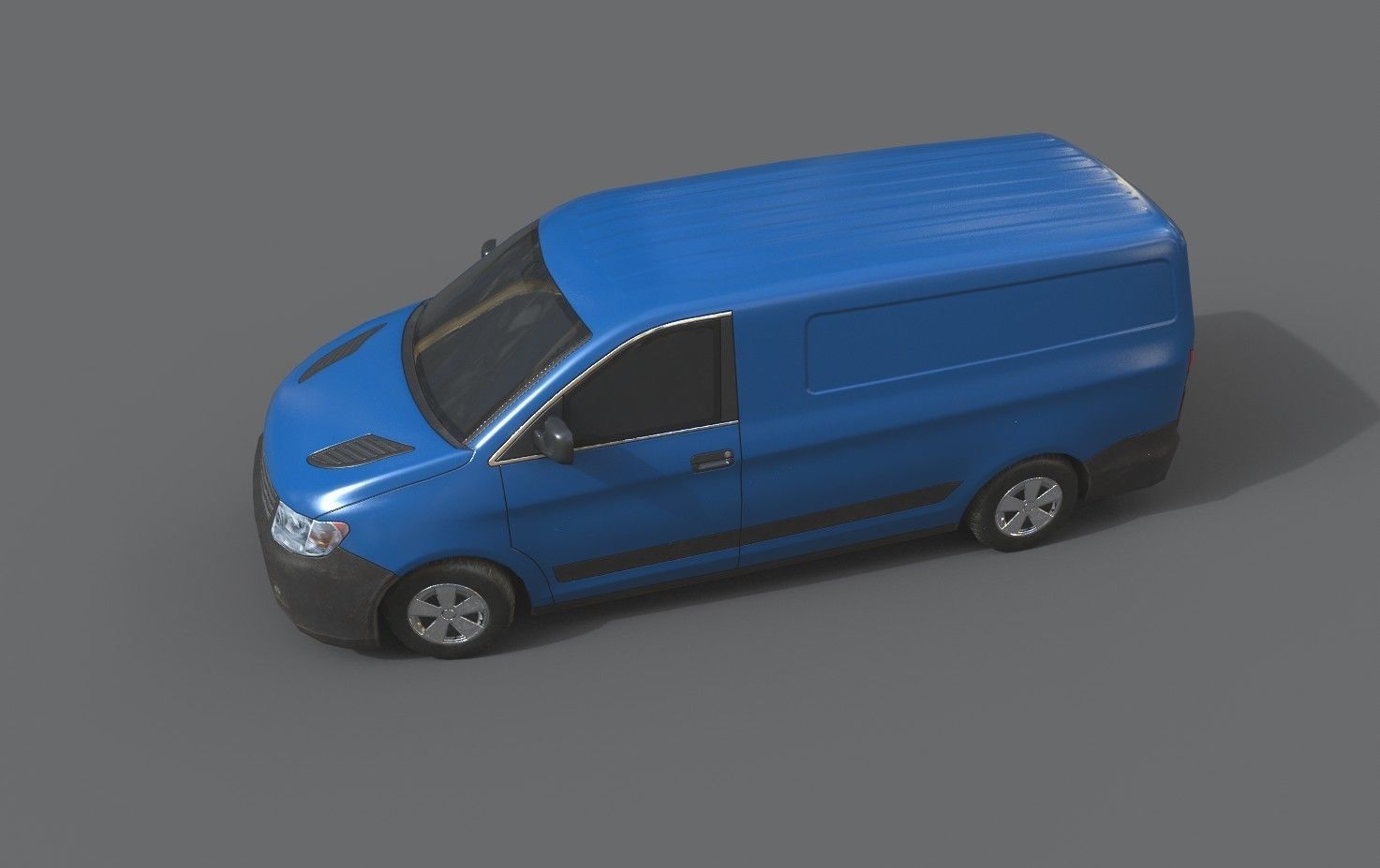 Generic Minivan Blue  Low-poly 3D model_7