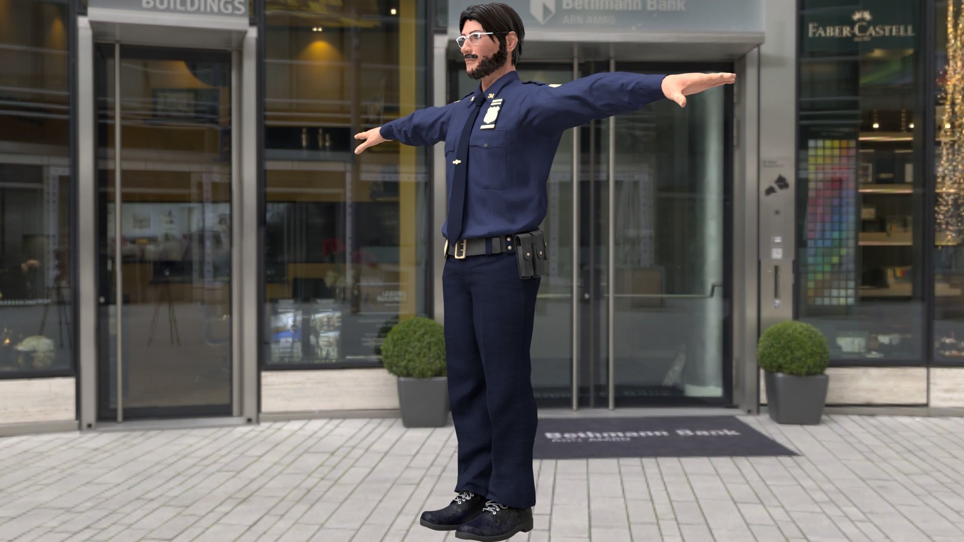 Rigged Police 02 3D model_9