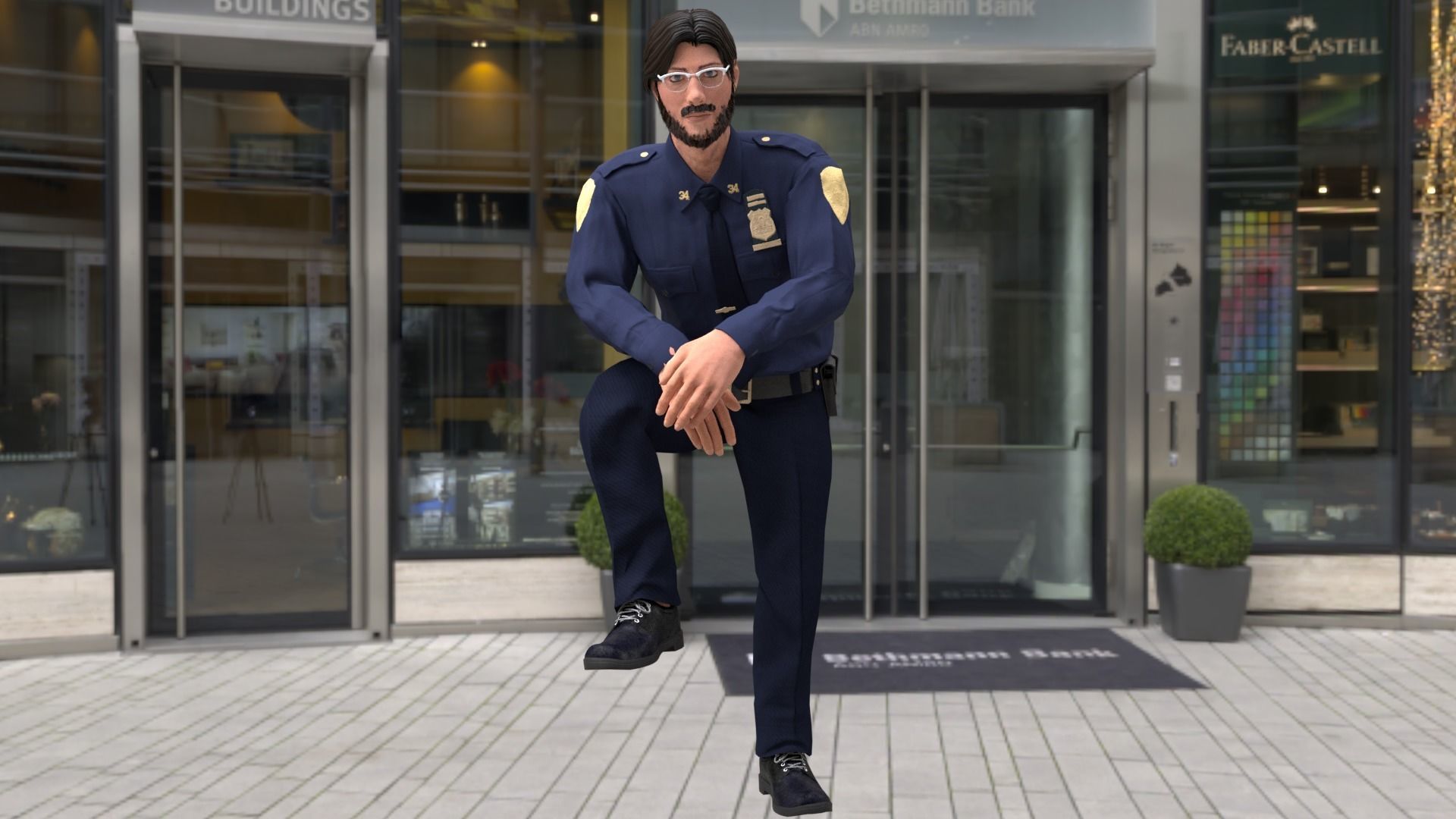 Rigged Police 02 3D model_11