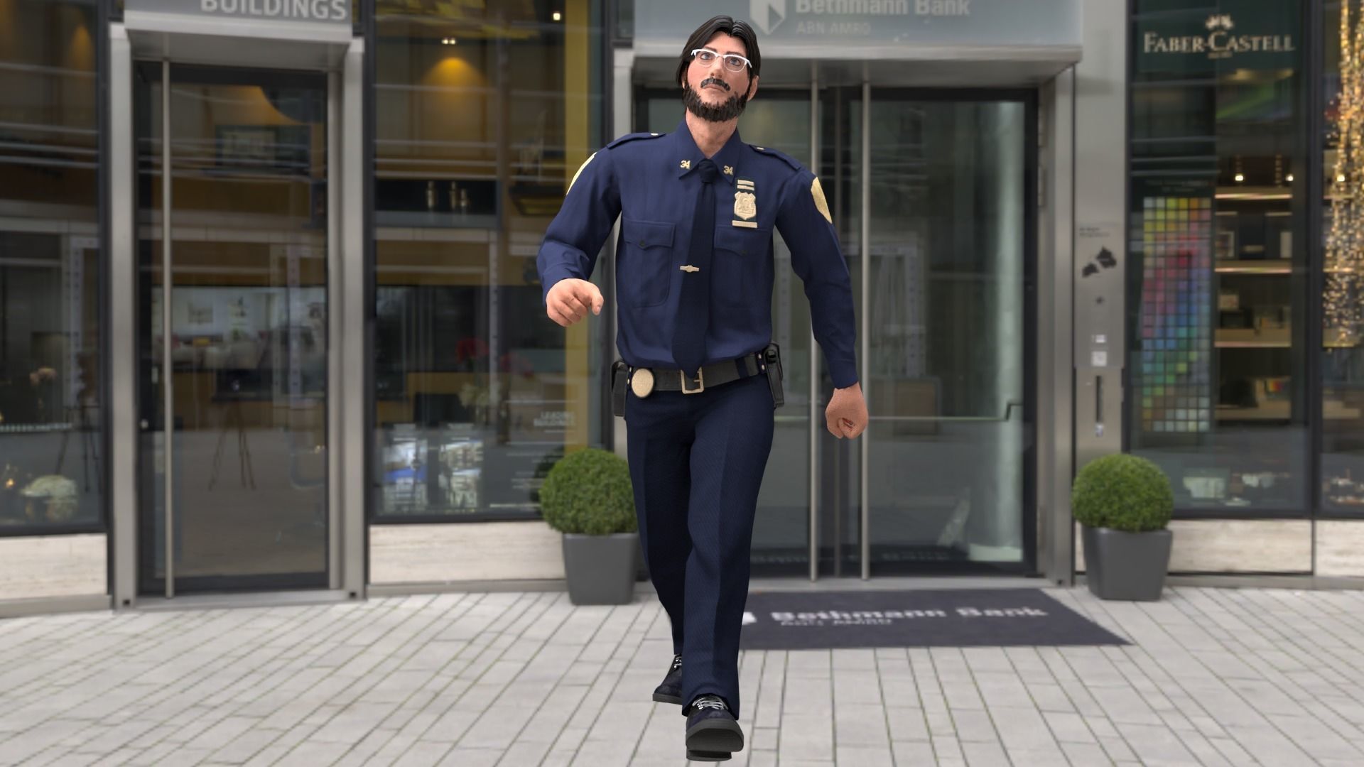 Rigged Police 02 3D model_1