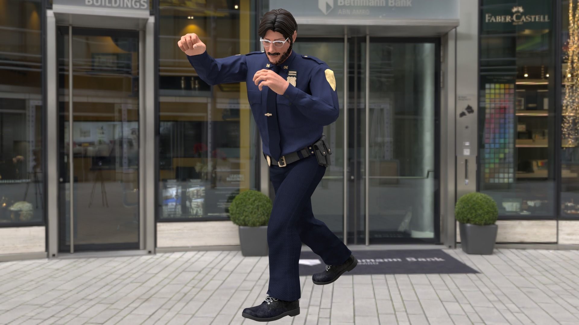 Rigged Police 02 3D model_5