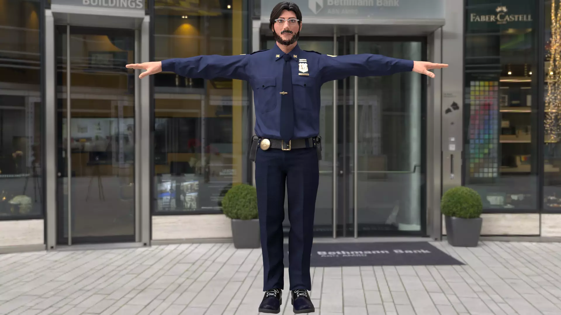 Rigged Police 02 3D model_0