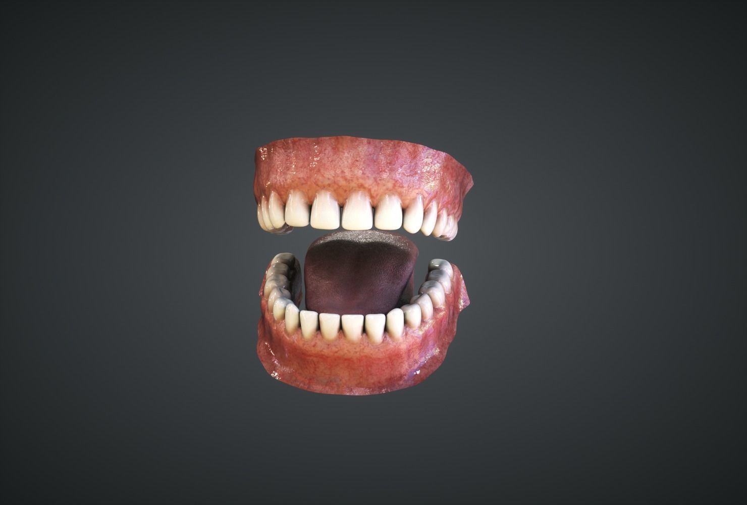 Teeth human mouth with missing Low-poly 3D model_2