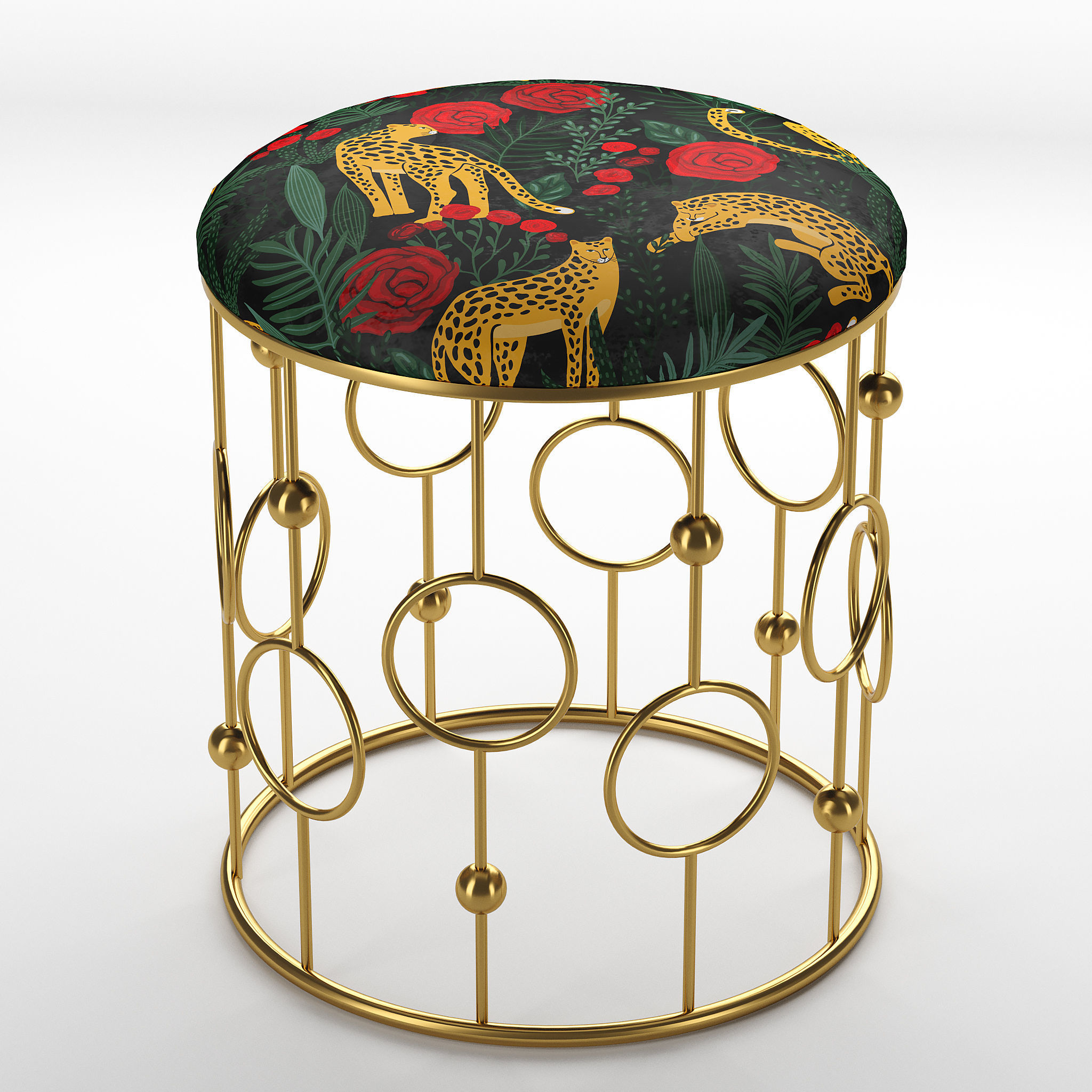 Pouf Loft concept Bright PUF Print golden ring 3D model_1