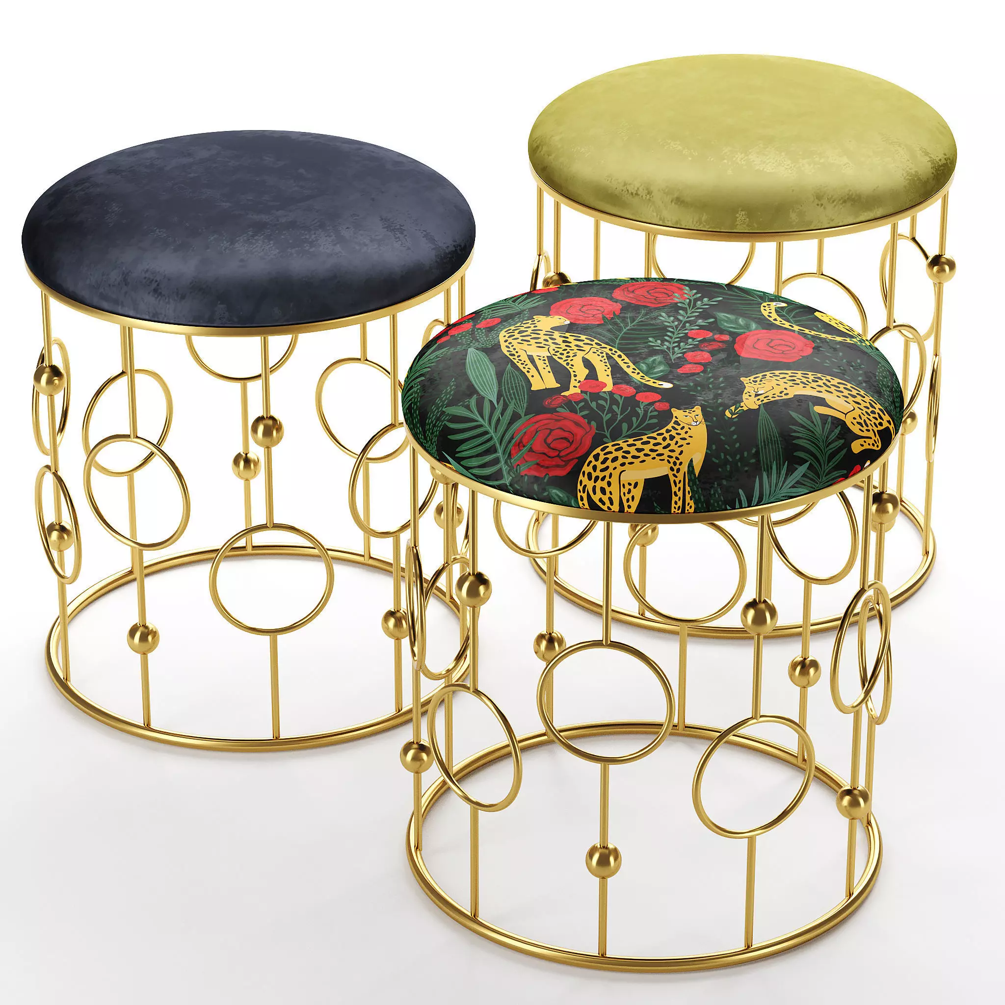 Pouf Loft concept Bright PUF Print golden ring 3D model_0