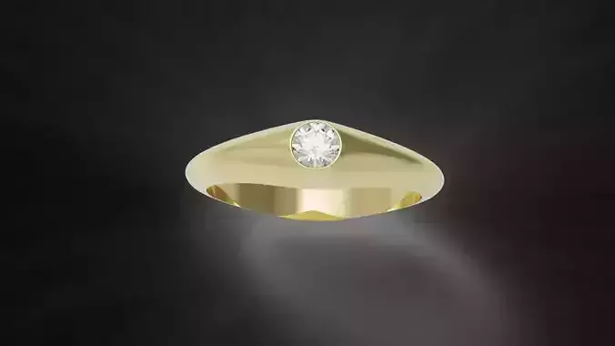 One gem diamond ring 3D print model