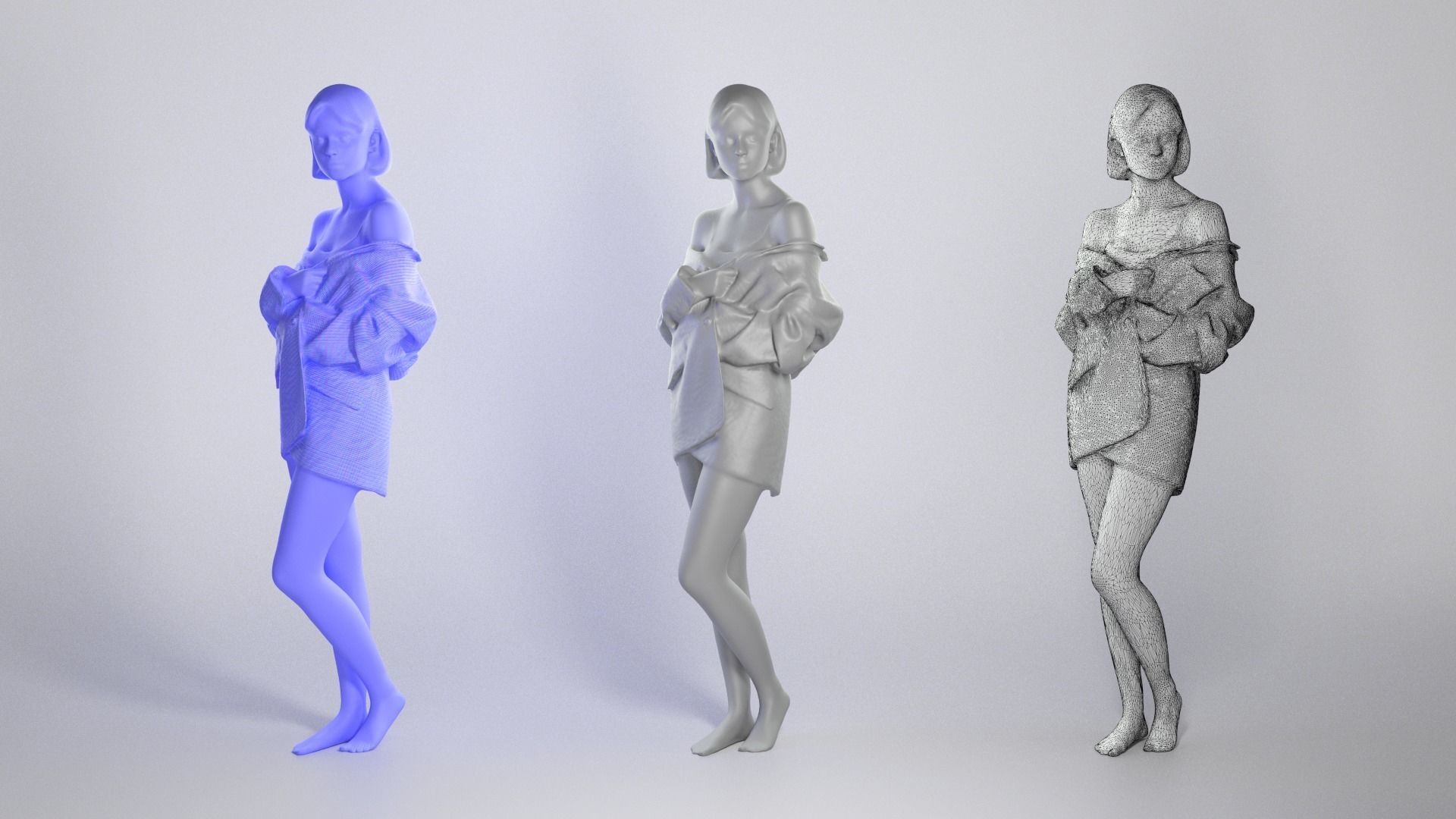 Sexy woman in a gray jacket 213 Low-poly 3D model_3