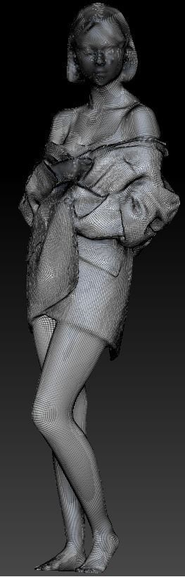 Sexy woman in a gray jacket 213 Low-poly 3D model_5