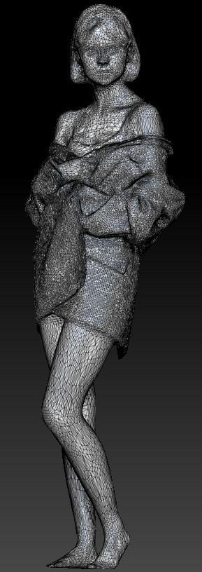 Sexy woman in a gray jacket 213 Low-poly 3D model_7