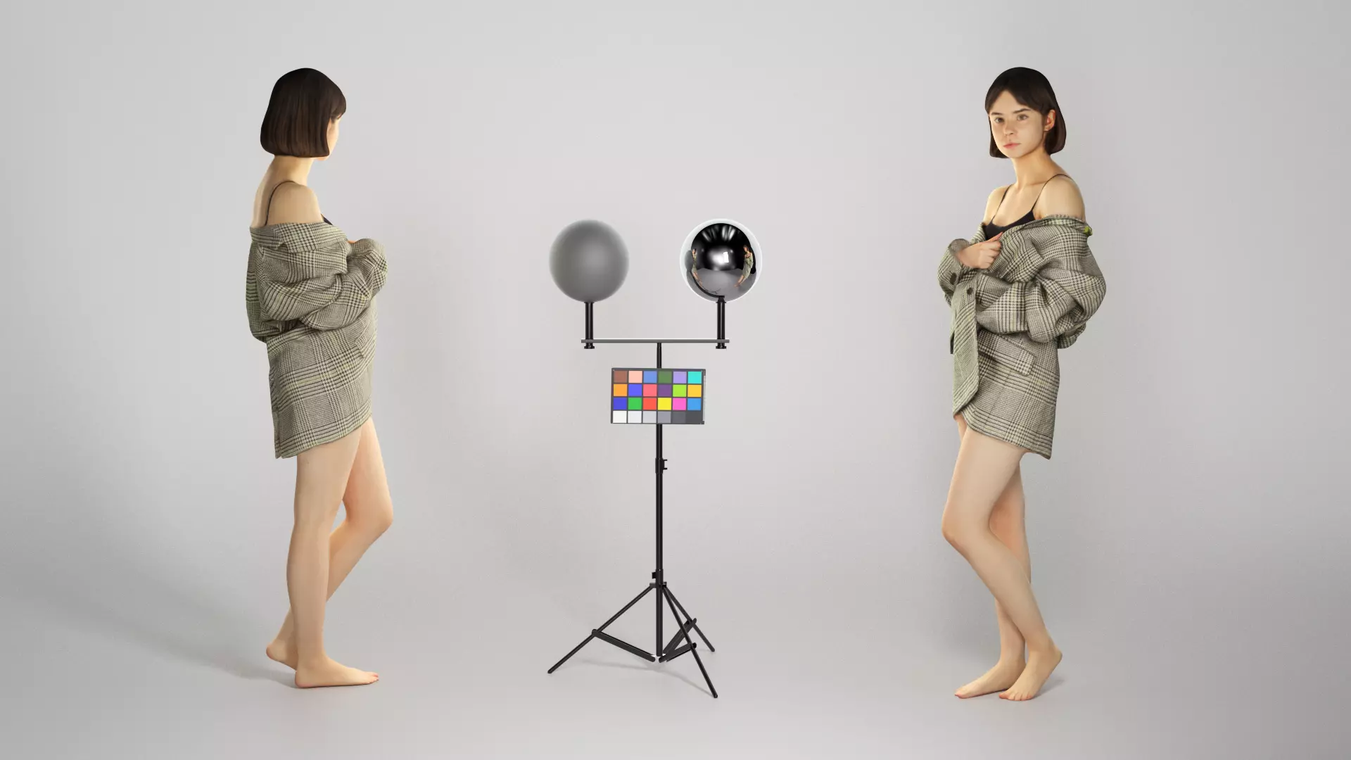 Sexy woman in a gray jacket 213 Low-poly 3D model_0