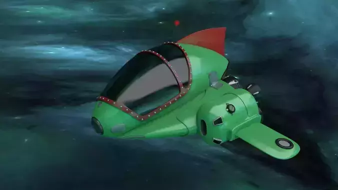 low poly space ship model