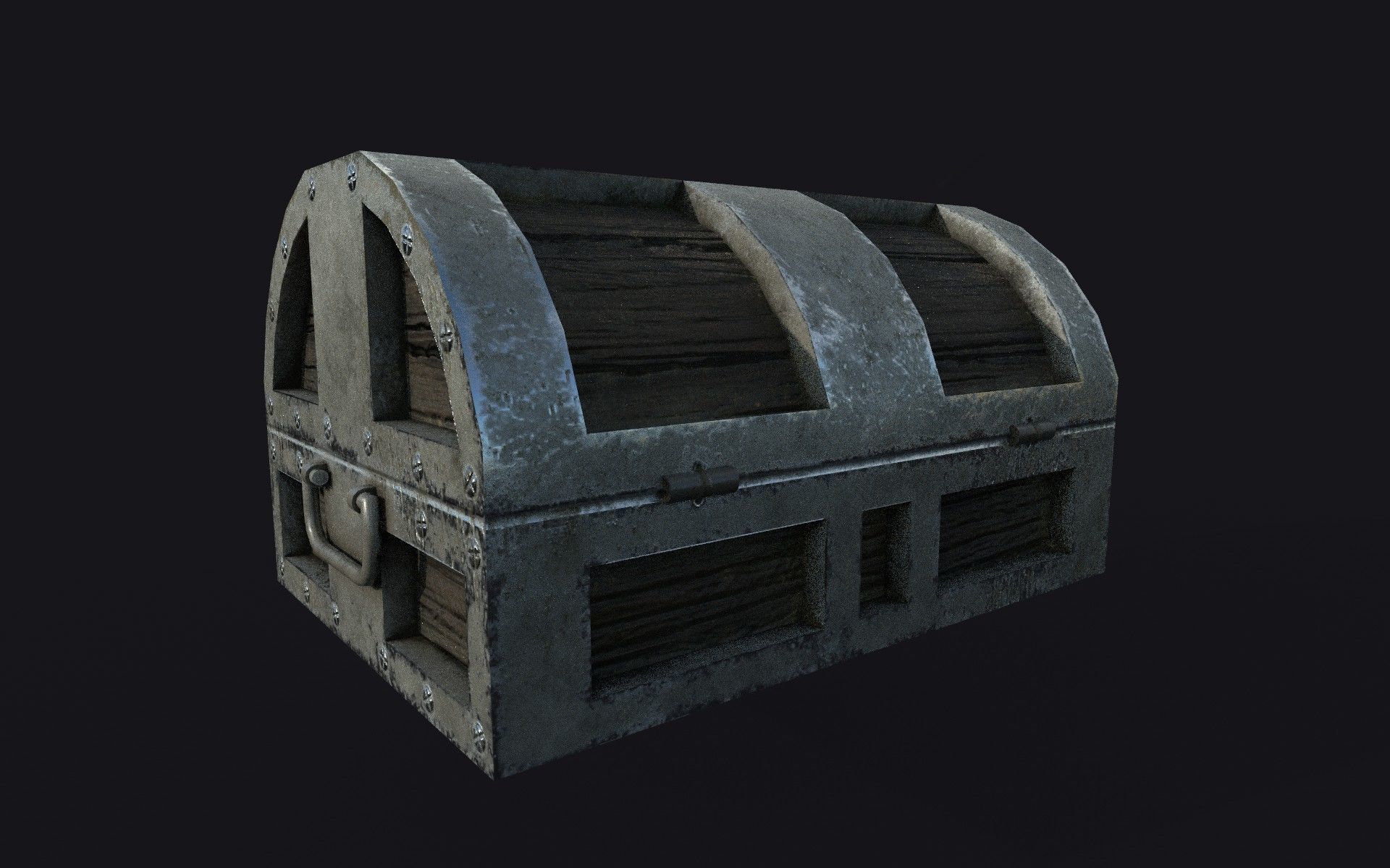 Old chest Low-poly 3D model_1