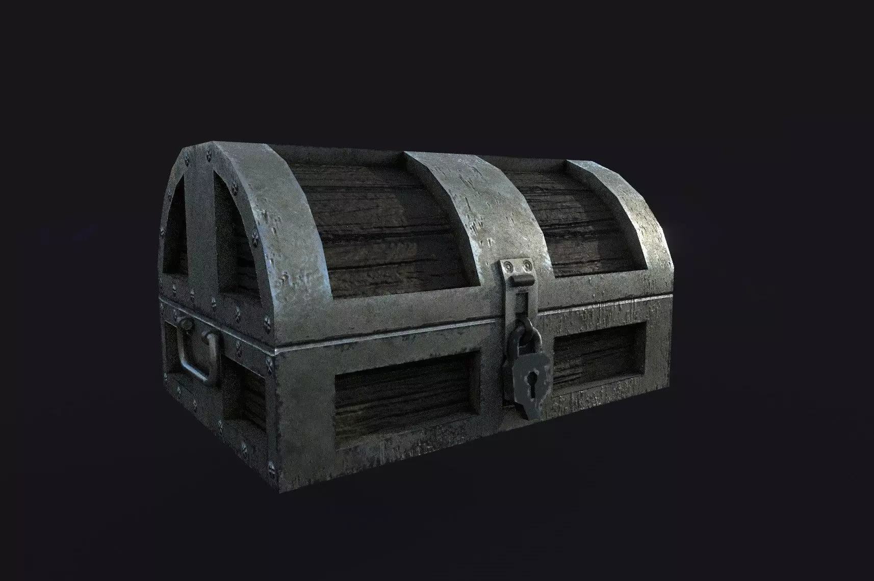 Old chest Low-poly 3D model_0