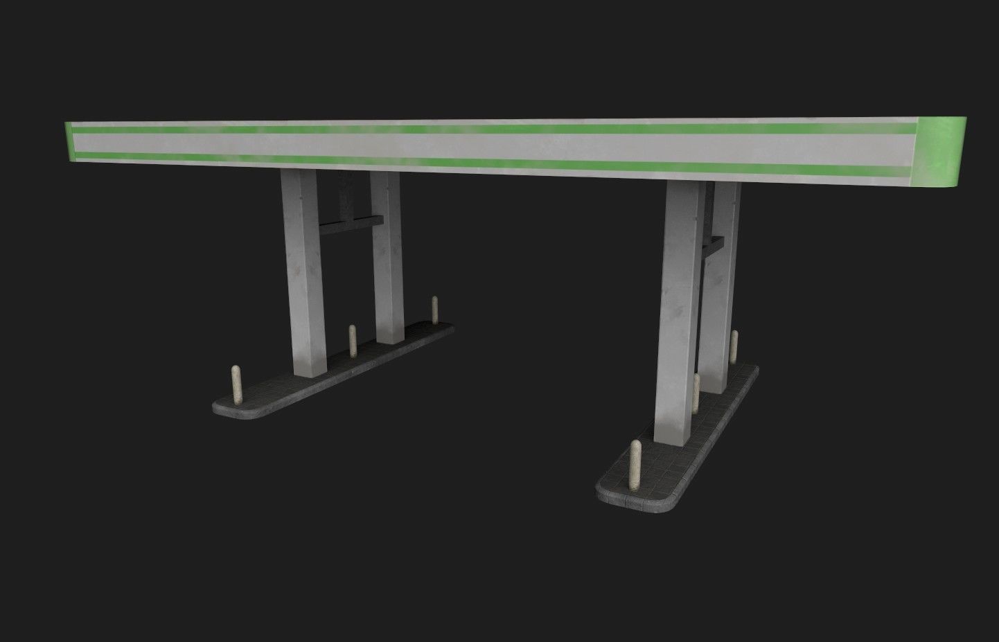 Old Gas Station Low-poly 3D model_1