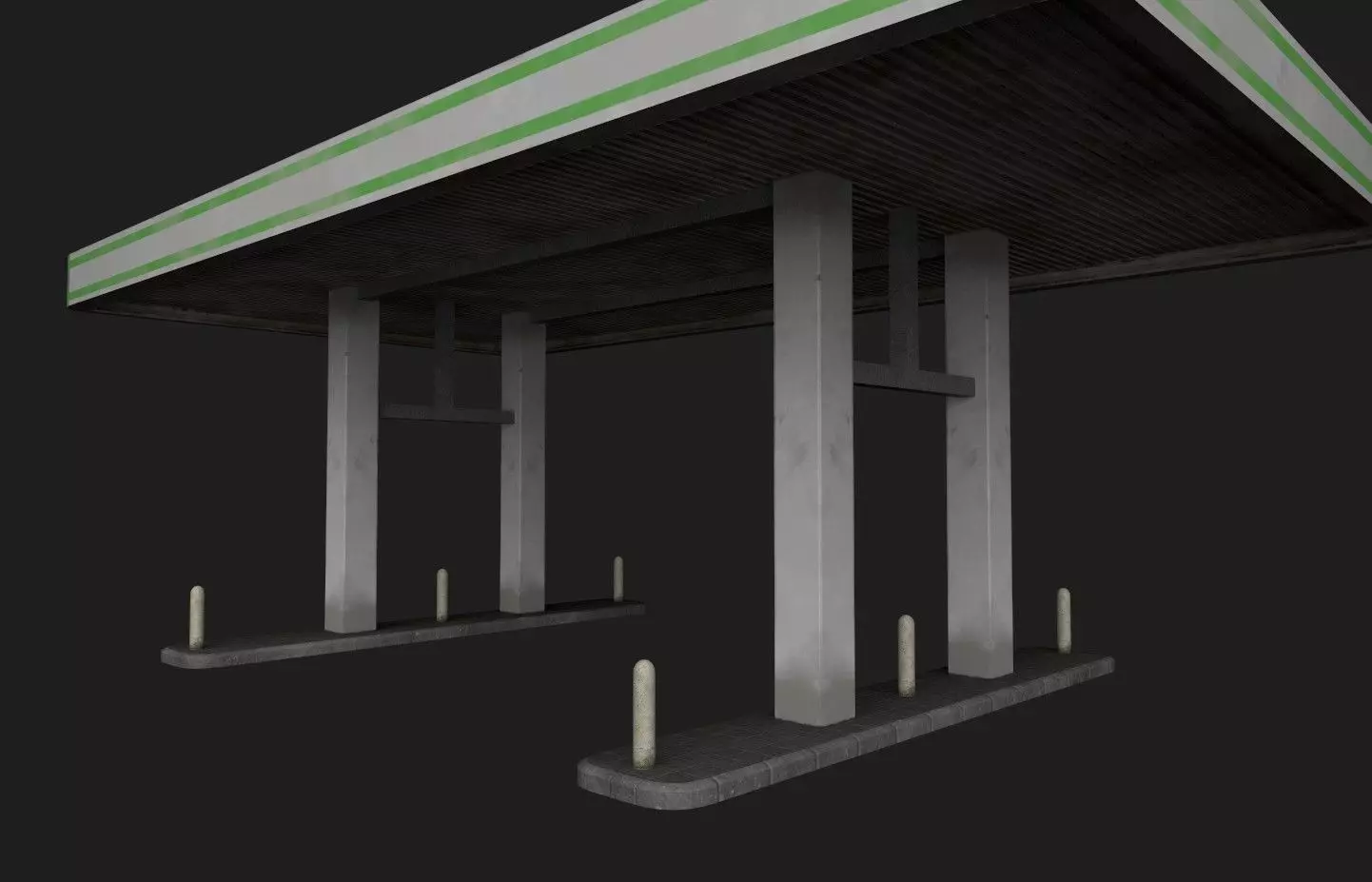 Old Gas Station Low-poly 3D model_0