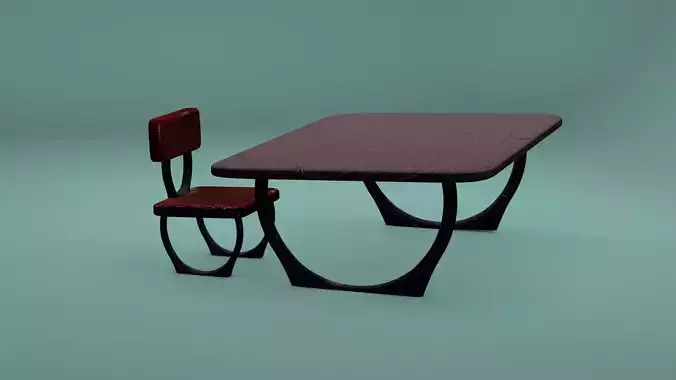 Chair And Table PBR 3d Model